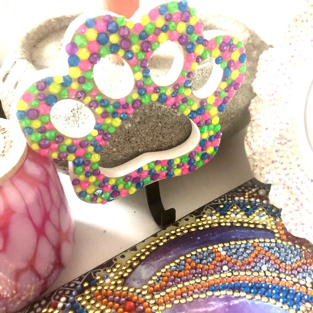 Rainbow Paw Wall Hook with Crystal Accents